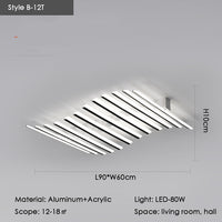 Modern Nordic  LED Ceiling Lamps For Living Dining Room With Remote Control Black Lights Office Bedroom Decor Square Chandeliers