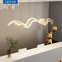 Nordic Creative Led Chandelier Design Long Wave Pendant Lights Restaurant Bar Lamp Dining Room Home Decor Hanging Light Fixture