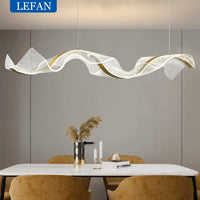 Nordic Creative Led Chandelier Design Long Wave Pendant Lights Restaurant Bar Lamp Dining Room Home Decor Hanging Light Fixture