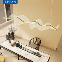 Nordic Creative Led Chandelier Design Long Wave Pendant Lights Restaurant Bar Lamp Dining Room Home Decor Hanging Light Fixture