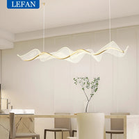 Nordic Creative Led Chandelier Design Long Wave Pendant Lights Restaurant Bar Lamp Dining Room Home Decor Hanging Light Fixture