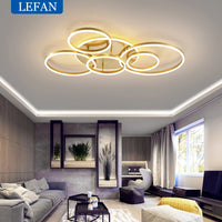 Postmodern Led Circle Rings Ceiling Lights For living Room Bedroom Study Room Ceiling Lamp Black/White/Golden pendant Lamp