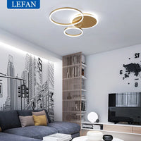 Postmodern Led Circle Rings Ceiling Lights For living Room Bedroom Study Room Ceiling Lamp Black/White/Golden pendant Lamp