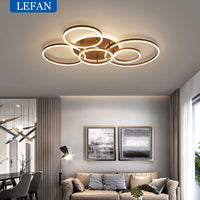 Postmodern Led Circle Rings Ceiling Lights For living Room Bedroom Study Room Ceiling Lamp Black/White/Golden pendant Lamp