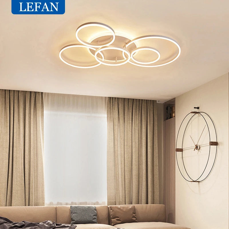 Postmodern Led Circle Rings Ceiling Lights For living Room Bedroom Study Room Ceiling Lamp Black/White/Golden pendant Lamp