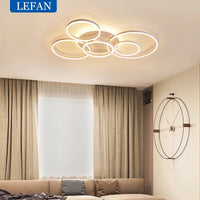 Postmodern Led Circle Rings Ceiling Lights For living Room Bedroom Study Room Ceiling Lamp Black/White/Golden pendant Lamp