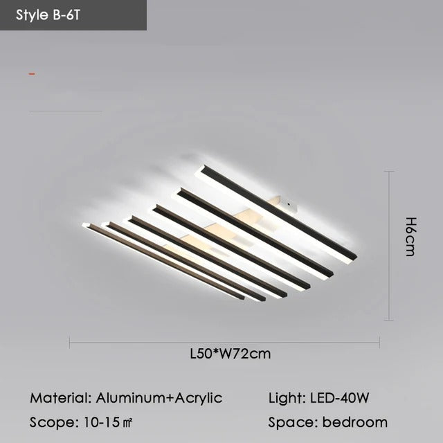 Modern Nordic  LED Ceiling Lamps For Living Dining Room With Remote Control Black Lights Office Bedroom Decor Square Chandeliers