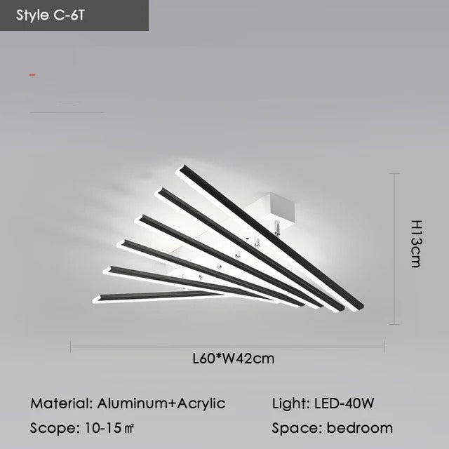 Modern Nordic  LED Ceiling Lamps For Living Dining Room With Remote Control Black Lights Office Bedroom Decor Square Chandeliers