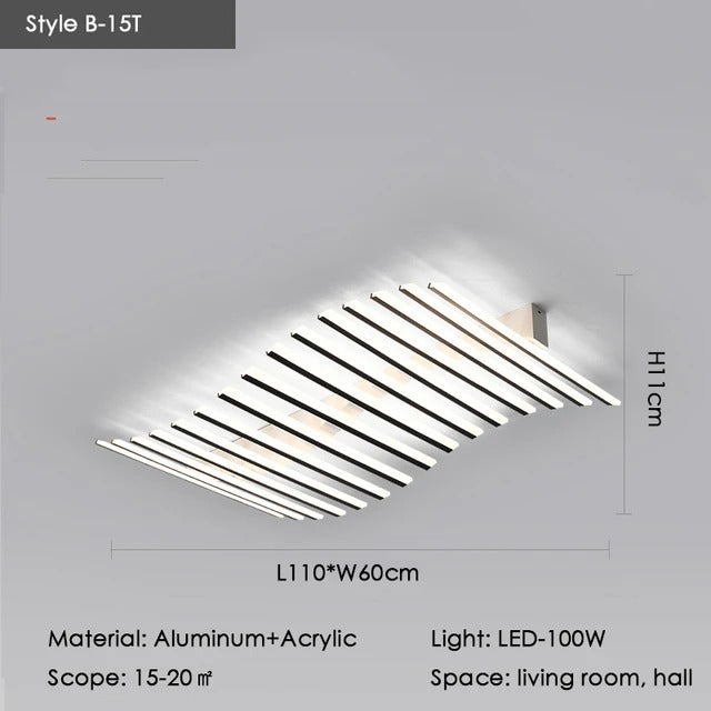 Modern Nordic  LED Ceiling Lamps For Living Dining Room With Remote Control Black Lights Office Bedroom Decor Square Chandeliers