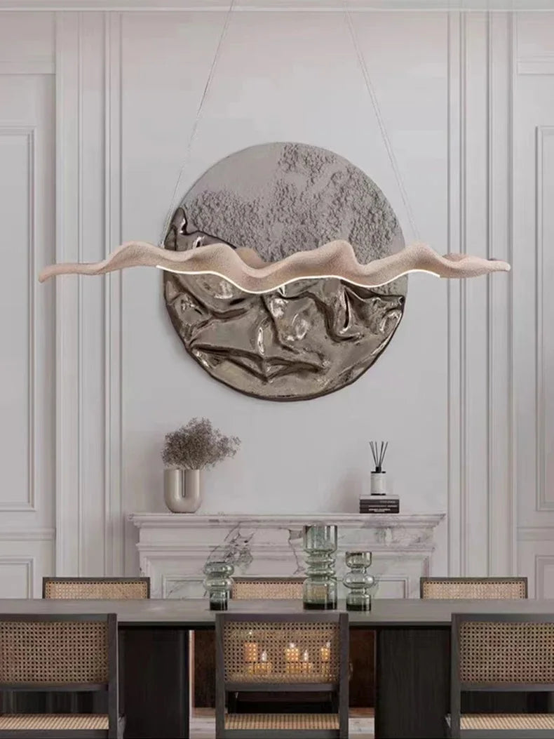 Vintage Resin Leaf Pendant Lights Tea House Dining Room Bedroom LED Chandelier Fixtures Indoor Decor Lighting Hanging Lamp